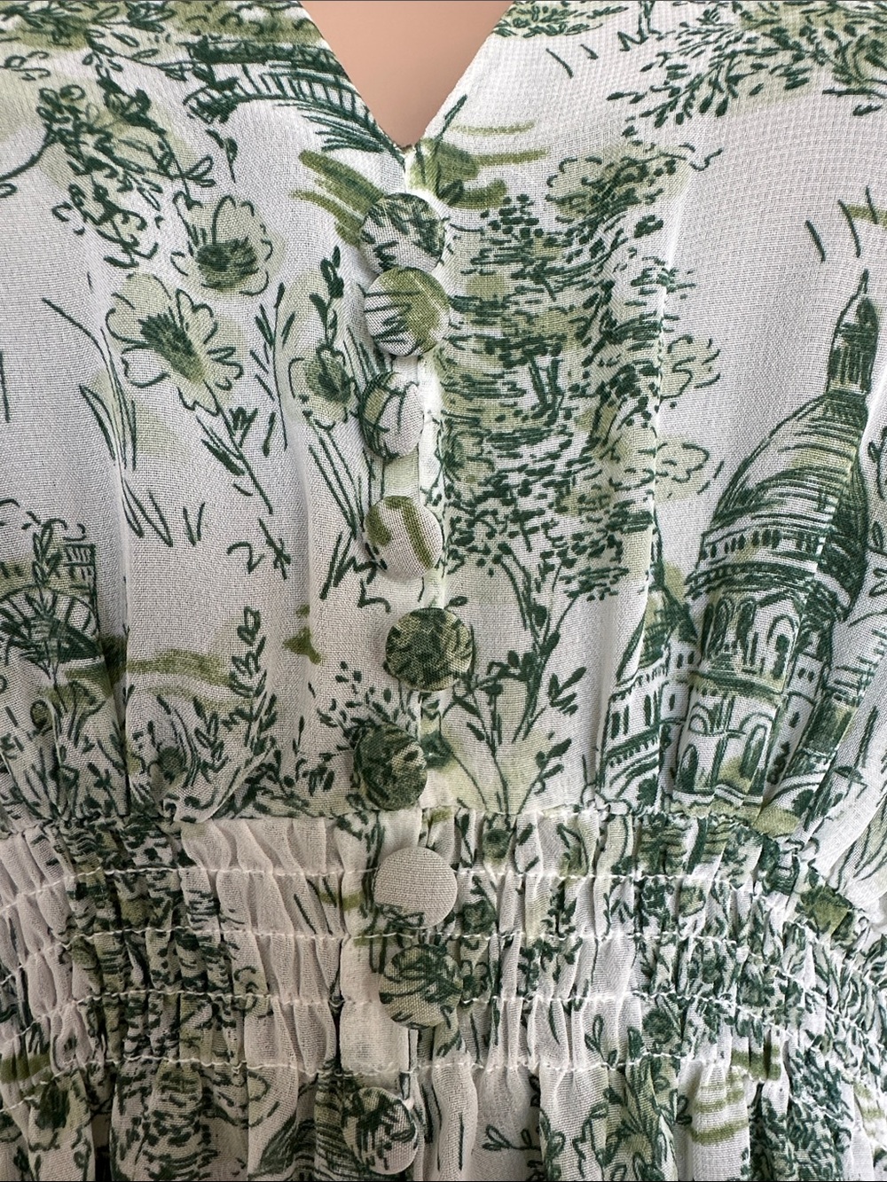 NWT Taylor Green Toile V-Neck Tiered Maxi Dress Size 10 - Picture 6 of 16